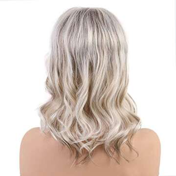 Emmor Long Blonde Human Hair Wigs for Women ,Natural Hair Blend With Healthy Kanekalon Fiber Curly Wig With Highlight , Daily Use /Lightweight/ Breathable