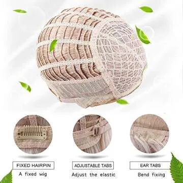 Emmor Long Blonde Human Hair Wigs for Women ,Natural Hair Blend With Healthy Kanekalon Fiber Curly Wig With Highlight , Daily Use /Lightweight/ Breathable