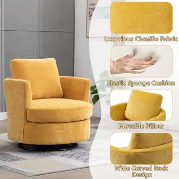 Modern 360 Degree Swivel Barrel Chair in Yellow