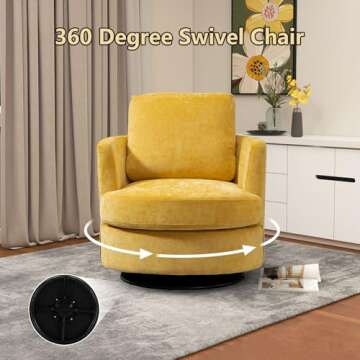 Modern 360 Degree Swivel Barrel Chair in Yellow