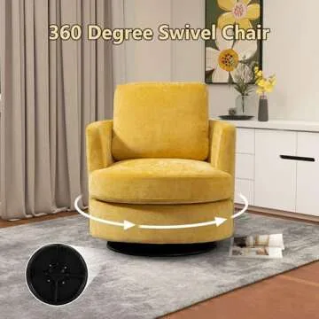 Modern 360 Degree Swivel Barrel Chair in Yellow