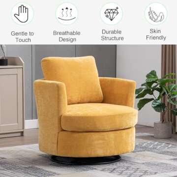 Modern 360 Degree Swivel Barrel Chair in Yellow