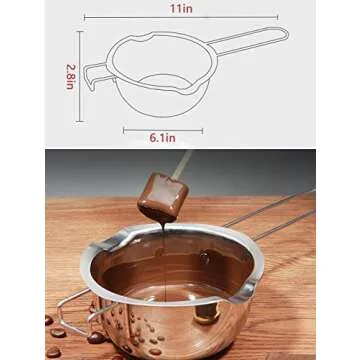 Stainless Steel Double Boiler Pot, 600ML Updated Melting Pot with Silicone Spatula for Melting Butter,Chocolate, Candy, Cheese and Caramel (Red)