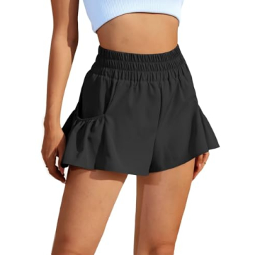 Vertvie Women High Waisted Flowy Shorts Athletic Running Shorts with Pockets Quick Dry Gym Workout S...