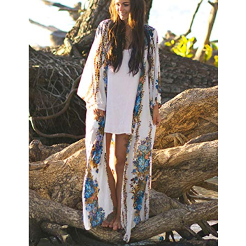 Bsubseach Floral Chiffon Beach Cover Up for Women