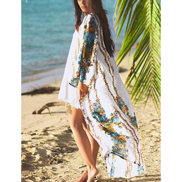 Bsubseach Floral Chiffon Beach Cover Up for Women