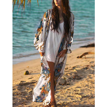 Bsubseach Floral Chiffon Beach Cover Up for Women