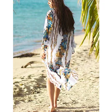 Bsubseach Floral Chiffon Beach Cover Up for Women