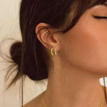 Buy 9 Pairs Gold Huggie Hoop Earrings Set for Women