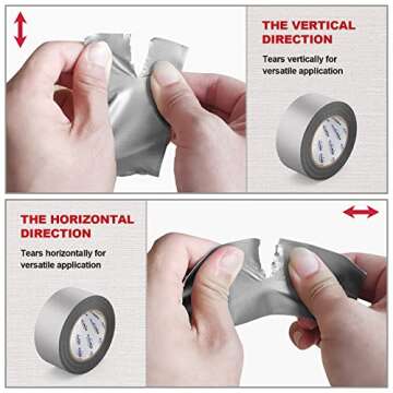AveneMark 6 Rolls Silver Duct Tape, 2" X 30 Yards, Strong, Flexible, No Residue, Bulk Value Industrial, Professional Grade Multi-Use Duct Tape, All-Weather and Tear by Hand for Projects and Repairs