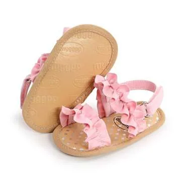 Ohwawadi Baby Girl Sandals Summer Baby Girls Wedding Dress Flats Shoes Soft Infant Newborn Crib Shoes First Walkers Prewalkers