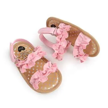 Ohwawadi Baby Girl Sandals Summer Baby Girls Wedding Dress Flats Shoes Soft Infant Newborn Crib Shoes First Walkers Prewalkers