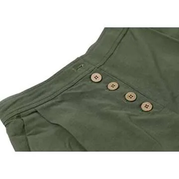 chouyatou Women's Summer High Waisted Cotton Linen Palazzo Wide Leg Casual Pants with Pockets (Medium, Green)