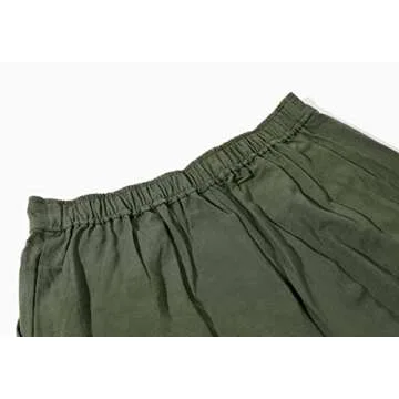 chouyatou Women's Summer High Waisted Cotton Linen Palazzo Wide Leg Casual Pants with Pockets (Medium, Green)