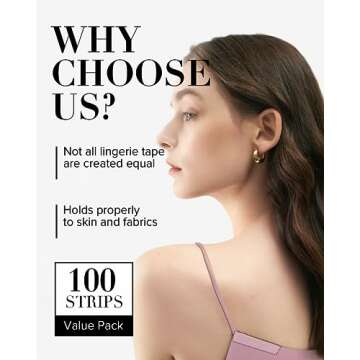 VOCH GALA 100 Strips Double Sided Tape for Fashion and Clothes, Waterproof Fashion Clothing Tape, Fabric Tape to Skin, Strong Adhesive Body Tape, Clear Transparent for All Skin Shades