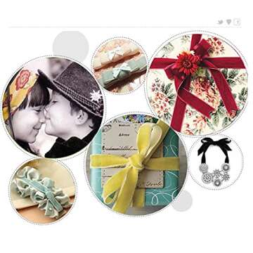 KIKOU Vintage Burgundy Velvet Ribbon, 1 Inch X 25Yd,Khaki