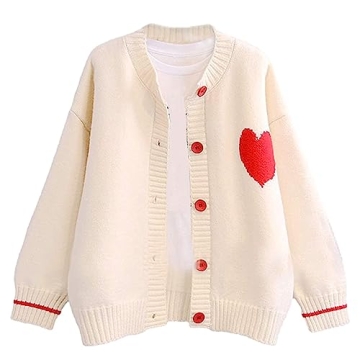 Women’s Heart Pattern Cute Cardigan Sweater - Stylish Cozy Outerwear