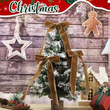 Riceshoot 30 Pcs Velvet Christmas Bow for Christmas Tree, Rustic Crafts Gift Bows, Christmas Garland...
