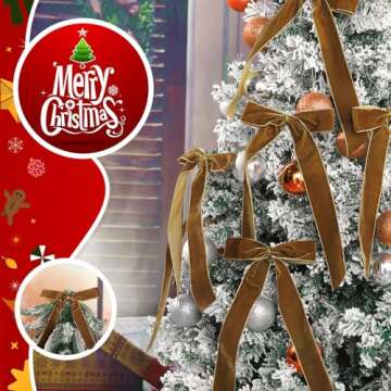 Riceshoot 30 Pcs Velvet Christmas Bow for Christmas Tree, Rustic Crafts Gift Bows, Christmas Garland, Large Gifts, Parties, Indoor or Outdoor Christmas Decorations, 6.3 x 11 Inch(Copper)