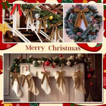 Riceshoot 30 Pcs Velvet Christmas Bow for Christmas Tree, Rustic Crafts Gift Bows, Christmas Garland, Large Gifts, Parties, Indoor or Outdoor Christmas Decorations, 6.3 x 11 Inch(Copper)