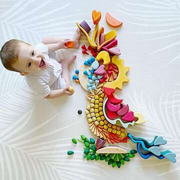 Large Set Full Rainbow Color Style Wooden Loose Parts Sensory Play Toys, Rainbow Mandala Loose Parts 7 Shapes, 27 Colors, Rainbow Stacker Nesting Toys Parts (162 PCS)…