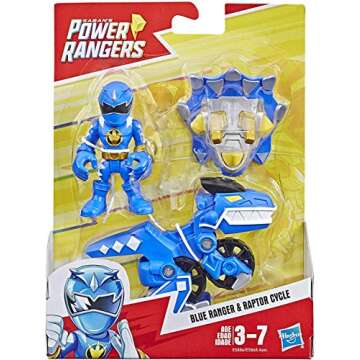 Playskool Heroes Power Rangers Blue Ranger and Raptor Cycle