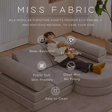 jela Kids Couch 14PCS Luxury, Floor Furniture for Adults, Playhouse Play Set for Toddlers Babies, Foam Modular Sectional Sofa (Taupe, 57''x28''x18'')