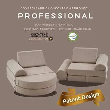 jela Kids Couch 14PCS Luxury, Floor Furniture for Adults, Playhouse Play Set for Toddlers Babies, Foam Modular Sectional Sofa (Taupe, 57''x28''x18'')