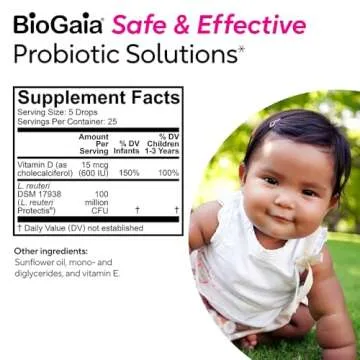 BioGaia Immune Active Baby Probiotic Drops + Vitamin D | for Babies & Toddlers 0-36 Months | Supports Digestive & Immune Health | Allergen, Dairy, Soy & Gluten Free | Backed by 30 Years of Research