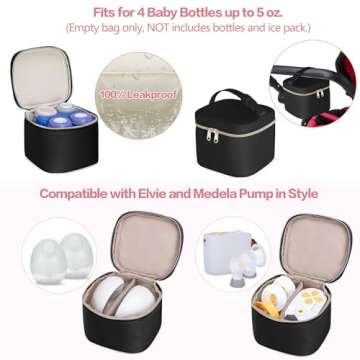 Fasrom Wearable Breast Pump Bag Backpack with Cooler and Pump Tote Bag, Compatible with Momcozy, Medela and Elvie Hands Free Pumps, Black (Patent Design)