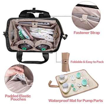 Fasrom Wearable Breast Pump Bag Backpack with Cooler and Pump Tote Bag, Compatible with Momcozy, Medela and Elvie Hands Free Pumps, Black (Patent Design)