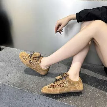 Leopard Sneakers for Women Urban Sport Running Shoes Comfortable Fashion Walking Shoes Leopard Print Sneakers (Red, Adult, Women, 9, Numeric, US Footwear Size System, Medium)