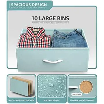 Sorbus Kids Dresser with 10 Drawers - Storage Unit Organizer Chest for Clothes - Bedroom, Kids Room, Nursery, & Closet (Aqua, 34 x 12 x 47-10 Drawer)