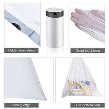 Durable 2 Gallon Drawstring Trash Bags - 200 Count