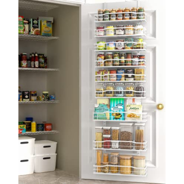 Moforoco White 9-Tier Over The Door Pantry Organizer, Pantry Organization And Storage, Metal Hanging...