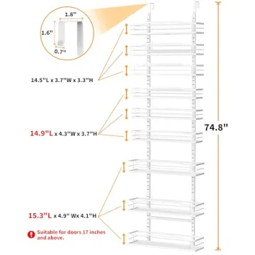Moforoco 9-Tier Over the Door Pantry Organizer for Small Spaces