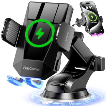 Wireless Car Charger Phone Holder - 15W Fast Charging Mount for All Phones