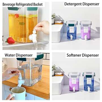 Laundry Detergent Dispenser Beverage Refrigerated Bucket with Faucet Fabric Softener Container for Detergent, Lemonade Juice, Milk, Fabric Softener, Bleaching Agent, 124oz, Grey