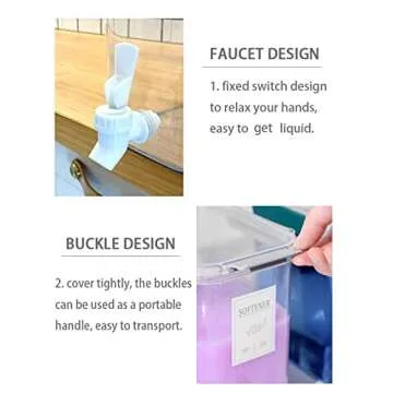 Laundry Detergent Dispenser Beverage Refrigerated Bucket with Faucet Fabric Softener Container for Detergent, Lemonade Juice, Milk, Fabric Softener, Bleaching Agent, 124oz, Grey
