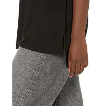 Amazon Essentials Women's Supersoft Terry Relaxed-Fit Dolman-Sleeve V-Neck Tunic (Previously Daily Ritual), Black, Medium