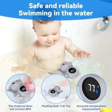 Baby Bath Thermometer, with LED Display and Temperature Warning,Kids' Bathroom Safety Products,Bath Thermometer for Infants, Newborn Bath Safety Toy Thermometer (Elephant)