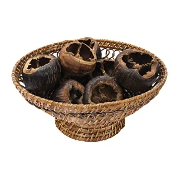 Decorative Woven Rattan Bowl with Pedestal Base