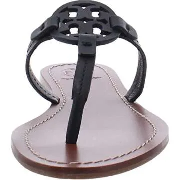 Tory Burch Womens Gabriel Vegan Leather Flat Sandals Black 5.5 Medium (B,M)