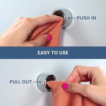 S&T INC. Round Adhesive Push Towel Hooks, 4 Pack