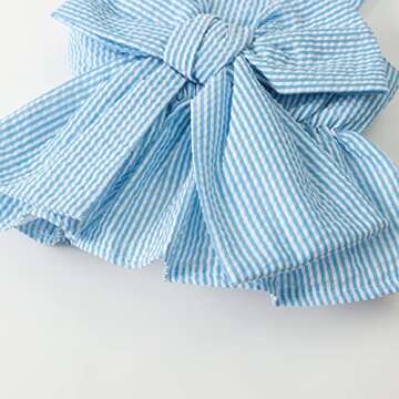 LYSINK Newborn Baby Girl Clothes Stripe Sleeveless Bowknot Tank Top Shorts Set Summer Outfits Cute Baby Clothes Girl 0-18 Months (Blue,0-3 Months)