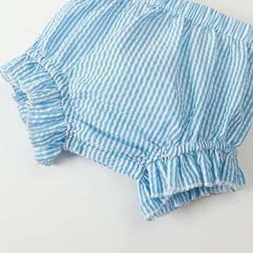 LYSINK Newborn Baby Girl Clothes Stripe Sleeveless Bowknot Tank Top Shorts Set Summer Outfits Cute Baby Clothes Girl 0-18 Months (Blue,0-3 Months)