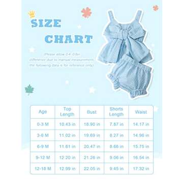 LYSINK Newborn Baby Girl Clothes Stripe Sleeveless Bowknot Tank Top Shorts Set Summer Outfits Cute Baby Clothes Girl 0-18 Months (Blue,0-3 Months)