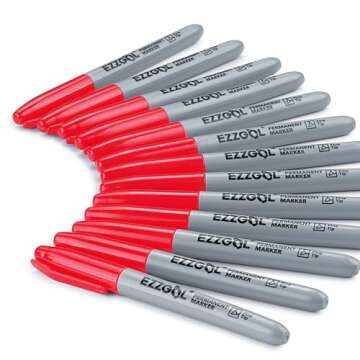 Ezzgol Red Permanent Markers Bulk, 40 Packs Fine Tip Permanent Markers, Waterproof Markers, Premium ...