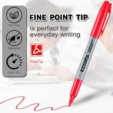 Ezzgol Red Permanent Markers Bulk, 40 Packs Fine Tip Permanent Markers, Waterproof Markers, Premium Smear Proof Pens, Quick Drying, Office Supplies for School, Office, Home