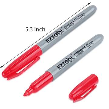 Ezzgol Red Permanent Markers Bulk, 40 Packs Fine Tip Permanent Markers, Waterproof Markers, Premium Smear Proof Pens, Quick Drying, Office Supplies for School, Office, Home